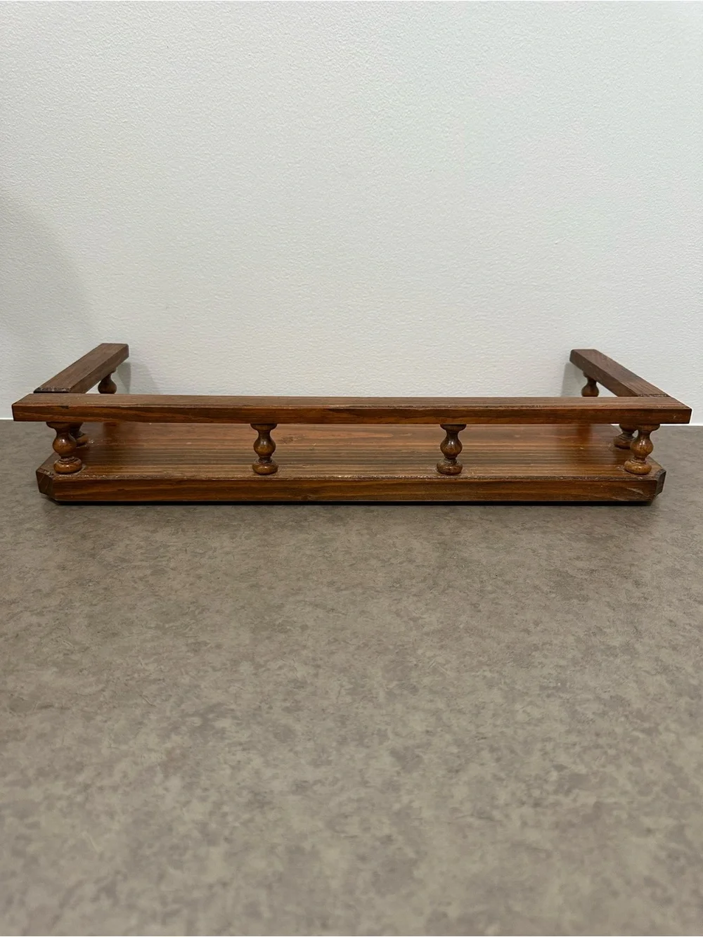 Countertop Vintage Wooden Spindle Rail Spice Rack Shelf - Brown 18 wide X 7 deep